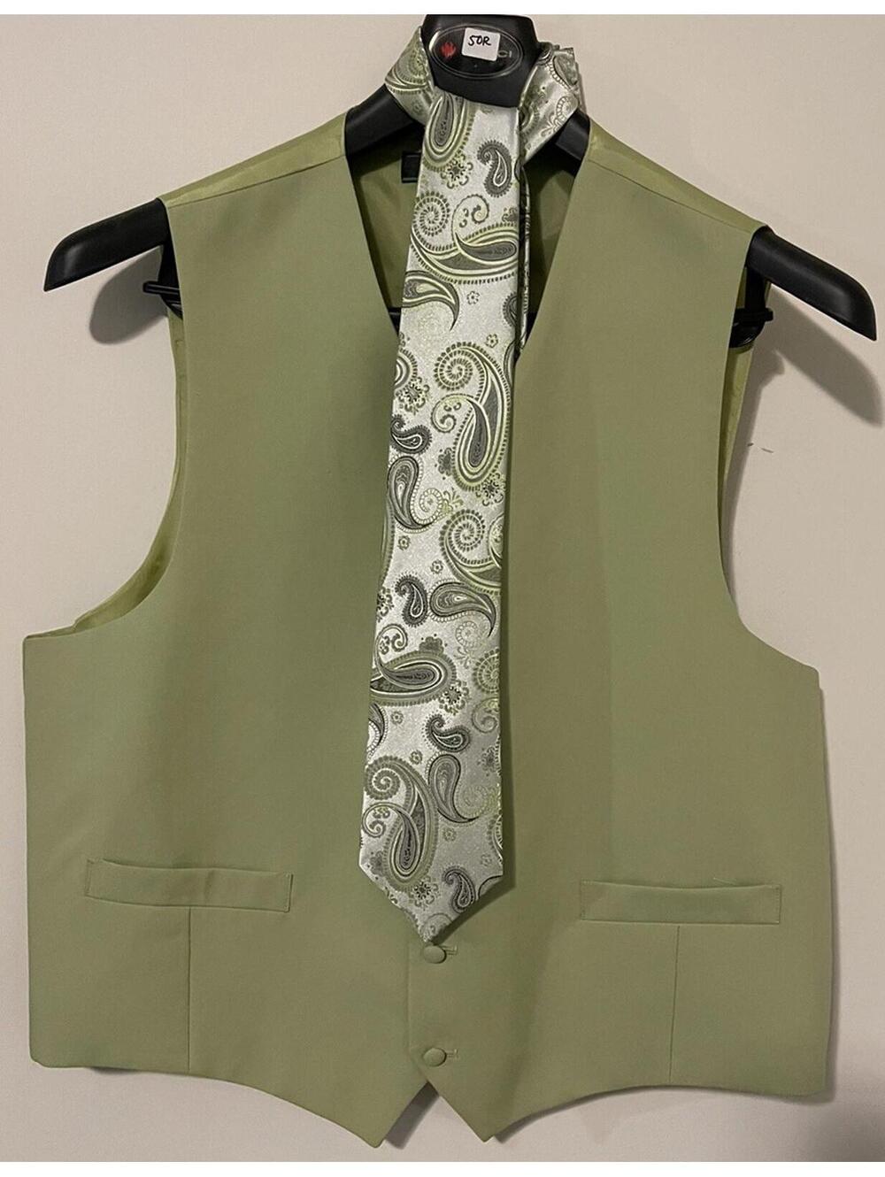 Lucci Men Green 4Pc Pant Suit- Blazer/Vest Size 50L & Pants Size 44x30 NWT MZZ1R - Picture 3 of 10